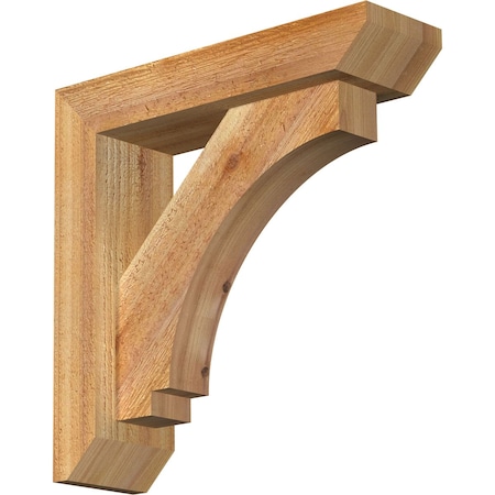 Imperial Slat Rough Sawn Bracket W/ Offset Brace, Western Red Cedar, 4W X 14D X 14H